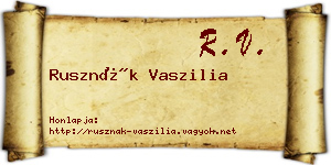 Rusznák Vaszilia névjegykártya